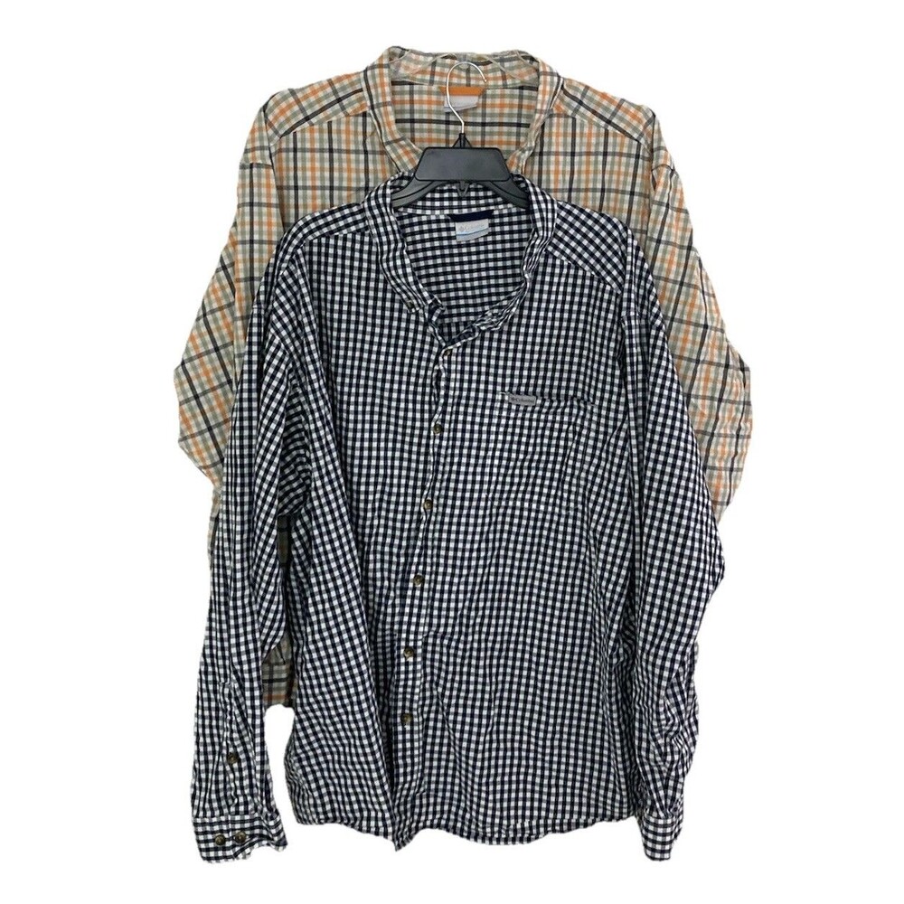 Men's Columbia Rapid Rivers II L/S Shirt Gingham Plaid Size 4XL BUNDLE OF 2